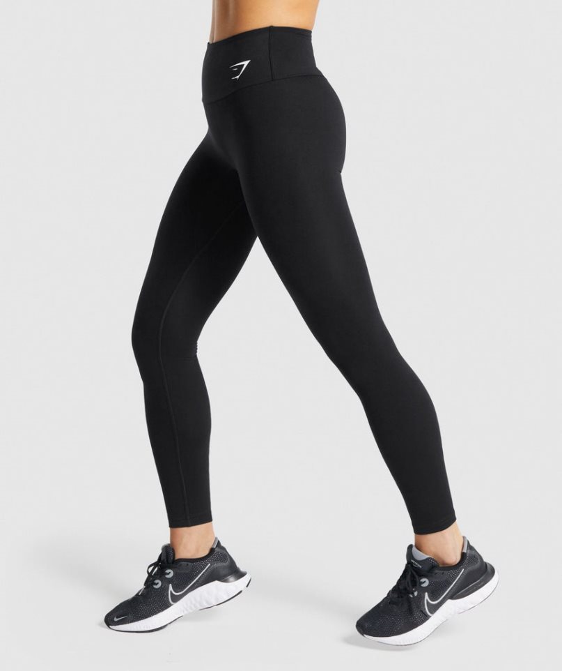 Legginsy Gymshark Treningowe Damskie Czarne | PL 201UEK